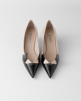 Prada Two-tone Brushed Leather Pumps Silk/Black