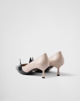 Prada Two-tone Brushed Leather Pumps Silk/Black