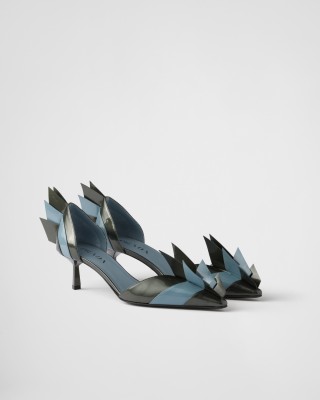 Prada Two-tone Patent Leather D'orsay Pumps Anthracite/Astral