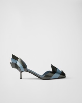 Prada Two-tone Patent Leather D'orsay Pumps Anthracite/Astral