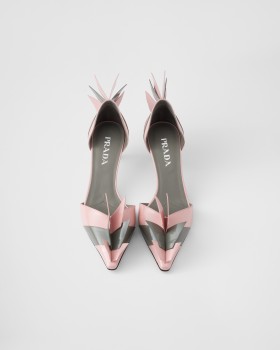 Prada Two-tone Patent Leather D'orsay Pumps Orchid/Steel