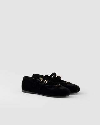 Prada Velvet Ballerinas Black