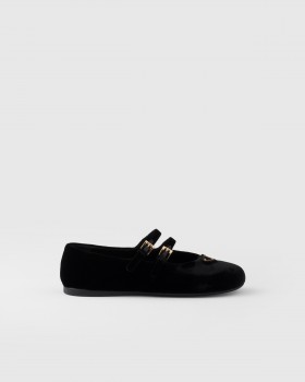 Prada Velvet Ballerinas Black