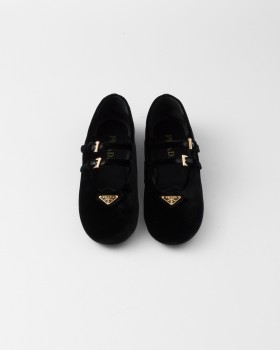 Prada Velvet Ballerinas Black