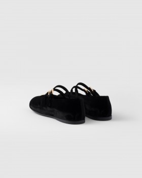 Prada Velvet Ballerinas Black